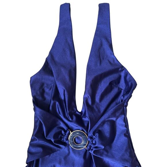Zimmermann New Tiggy Plunge Circle Link One Piece Swimsuit Blue Size 2 US Size 6 - Picture 5 of 16